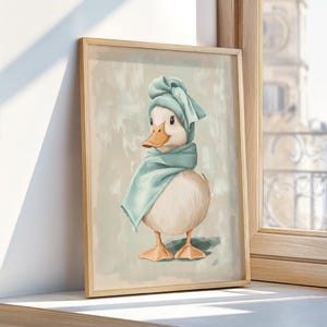 Duck Bathroom Wall Art – Cute Duck in Towel Print – Funny Bathroom Decor – Quirky Duck Wall Art – Trendy Duck Prints – Duck Home Decor image 5