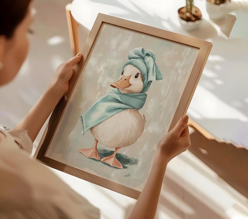 Duck Bathroom Wall Art – Cute Duck in Towel Print – Funny Bathroom Decor – Quirky Duck Wall Art – Trendy Duck Prints – Duck Home Decor image 9