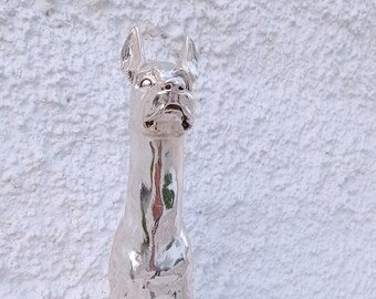 Décoration d'intérieur en métal argenté pour chien dogue