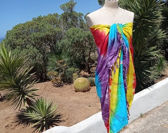 Pareo sarong beach cover up scarf colourful rainbow