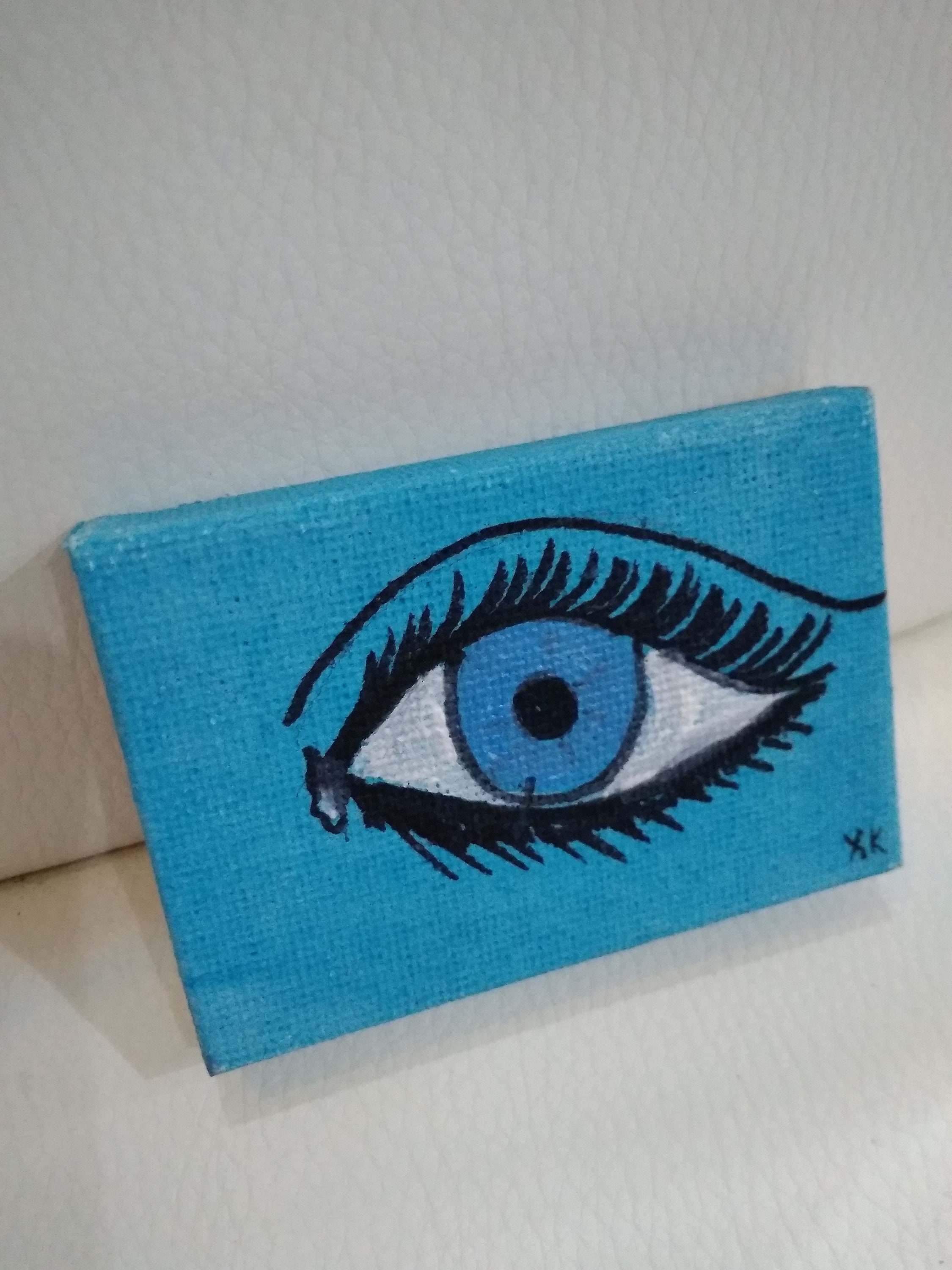 Evil eye painting on canvas home decor | Etsy
