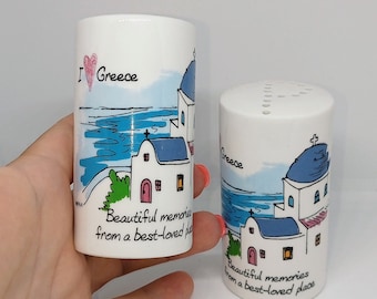 Aegean loving Greece ceramic set salt and pepper shakers