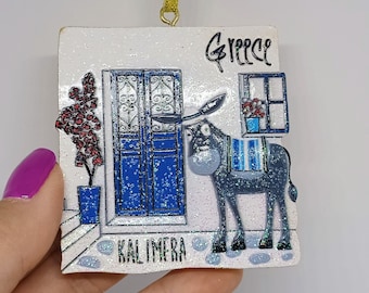 Christmas hanging tree ornament Greek donkey