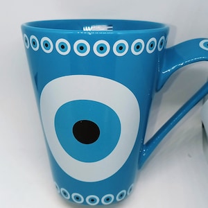 Ceramic mug blue evil eye