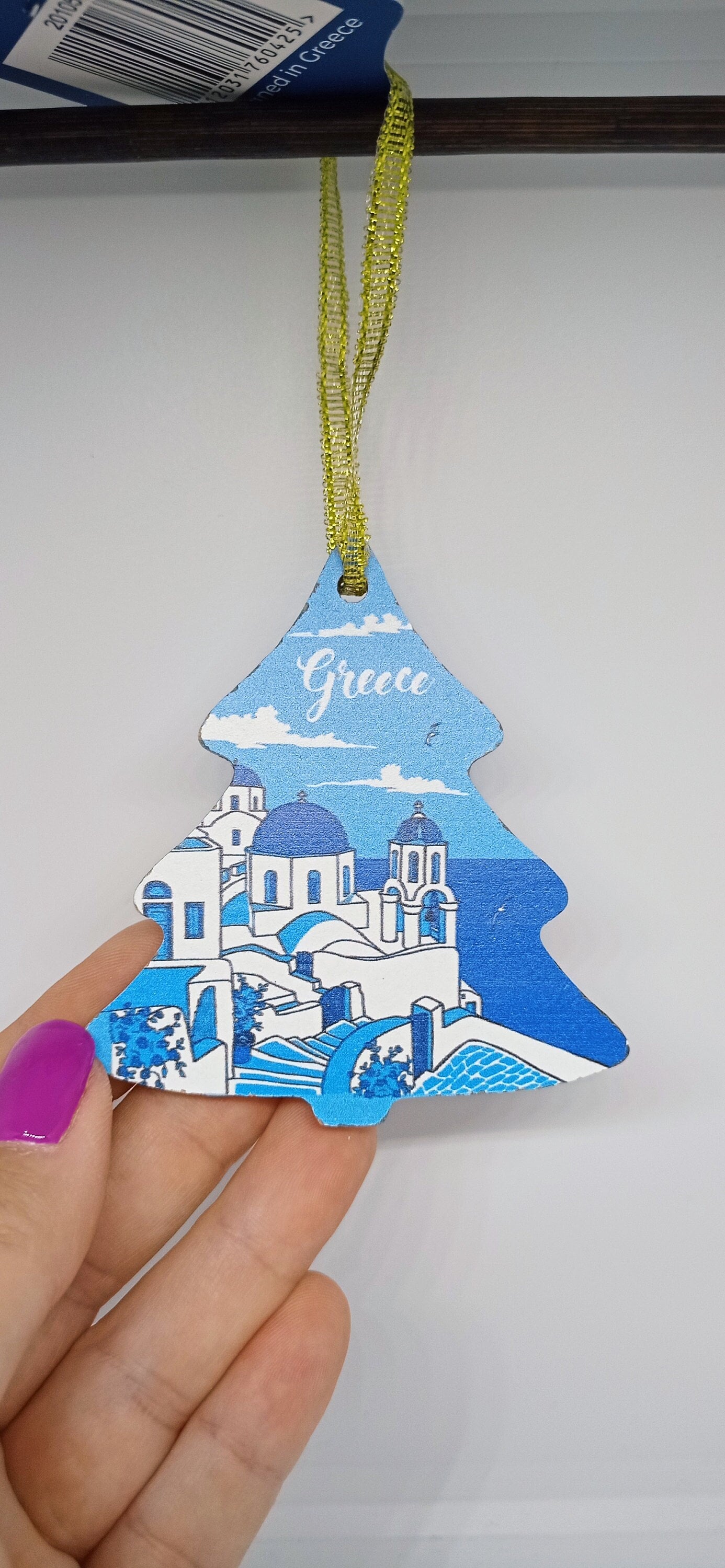 Santorini traditional church Christmas ornament tree hanging decoration
