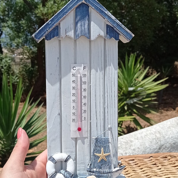 Handmade wooden thermometer  and wall hanger