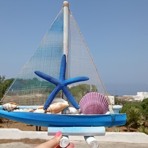 Handmade wooden boat home decor gift