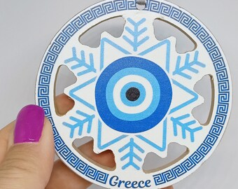 Evil eye good luck snow Christmas ornament tree hanging decoration