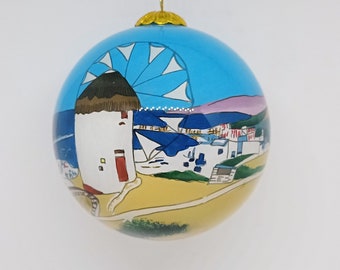 Christmas glass ball tree hanging decoration Mykonos island