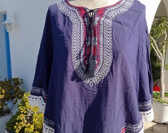 Special offer price blue poncho blouse