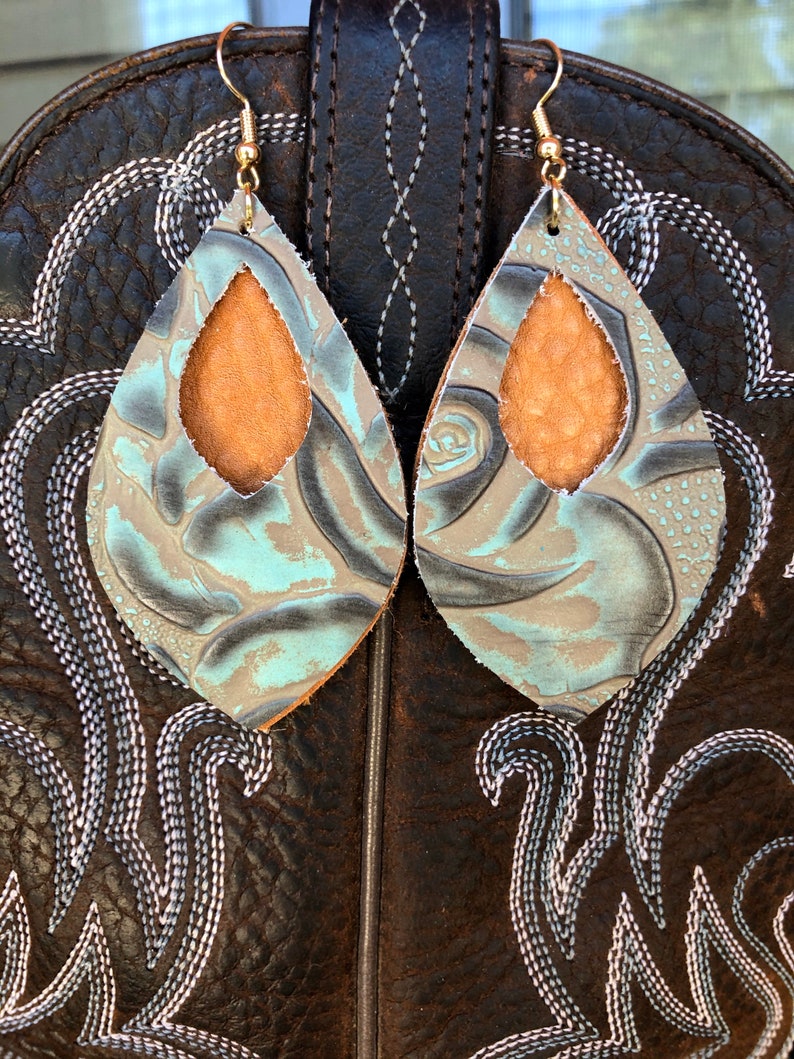 Leather Earrings Western Earrings for Women Western Leather Etsy