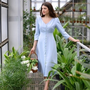Lydia Dress. Jacquard Dress. Cotton Jacquard. Pearl Buttons