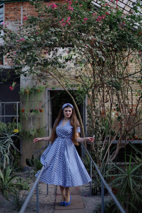 the Kathleen wrap dress. checkered cotton dress. maternity dress. maternity dress. full Sun skirt. made to measure Dress