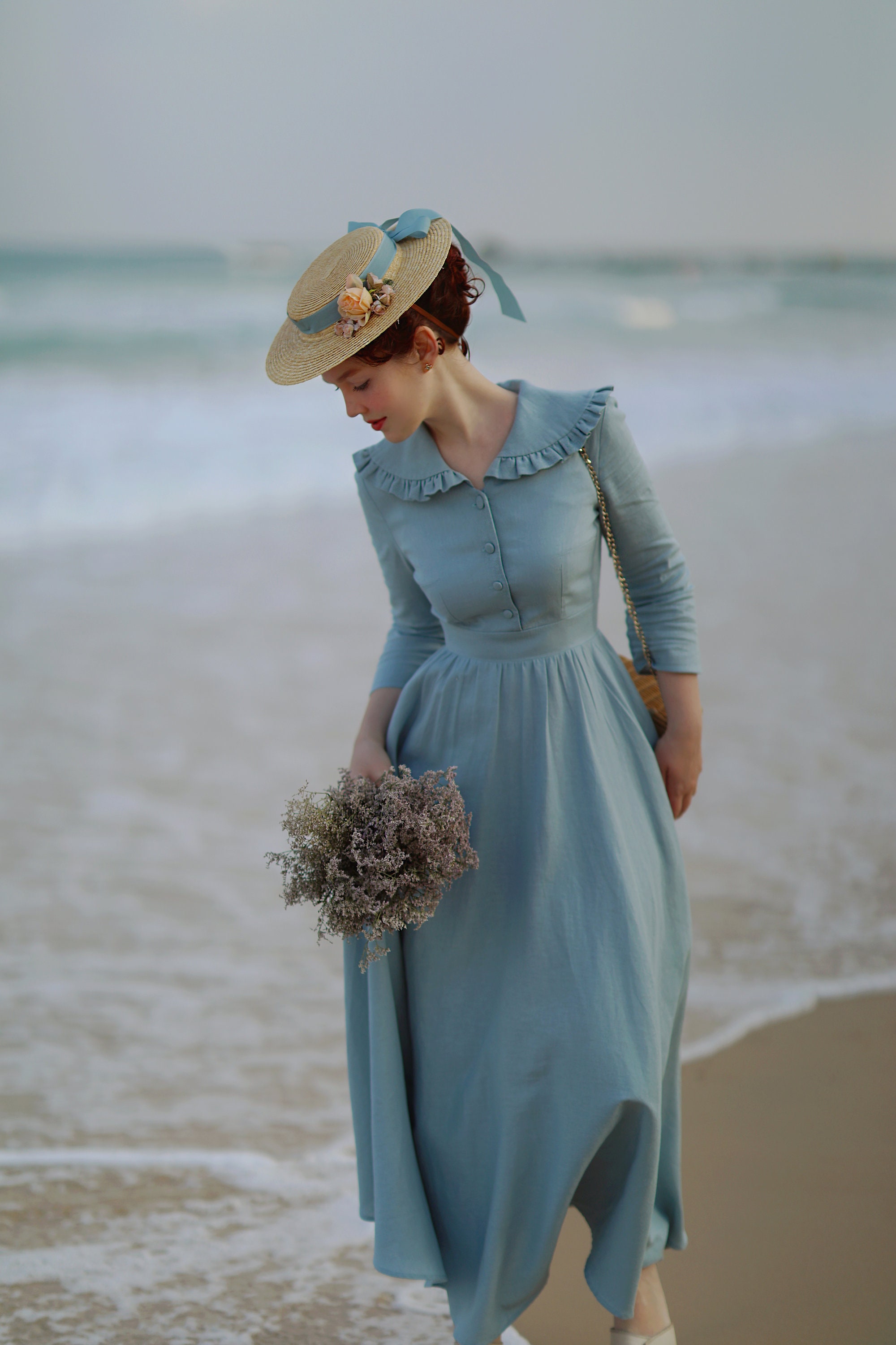 Alice dress. Soft linen (Linen+viscose) dress.. Natural Dress. Modest dress. Made to measure dress