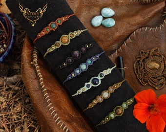 Pulseras Esfera de Macrame con Gemas Naturales • Macrame Bracelet with Gems • Para Hombre y Mujer •   Boho Jewelry • Bohemian Jewelry •