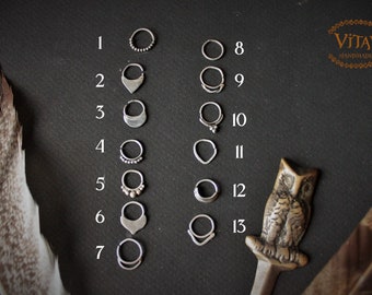 Aro de Nariz en Plata de Ley 925 • Septum Piercing • Fake & Real • Nose Ring Trival • Sterling Silver