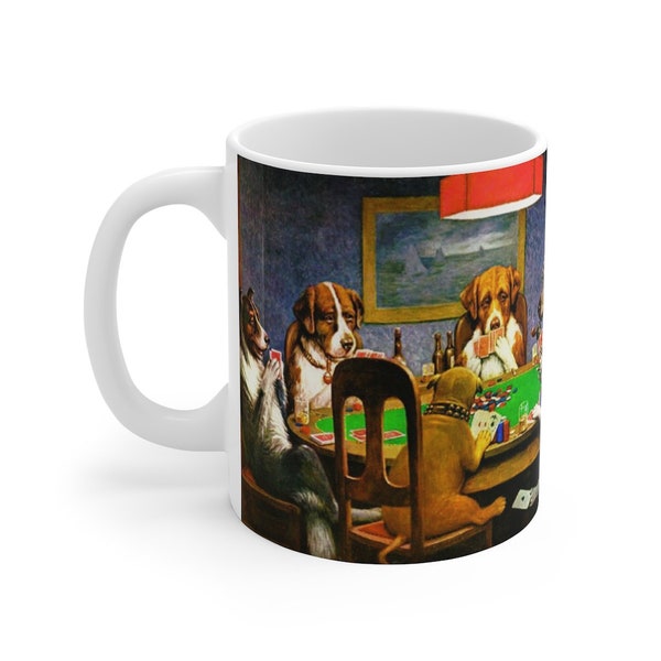 Famous Paintings Series | Dogs Playing Poker | 11-oz Coffee Mug | Most Famous Dog Painting Ever!