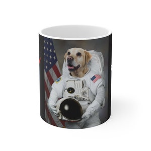 Personalized Dog Astronaut Coffee Mug: Custom Pet Photo, Memorial Gift