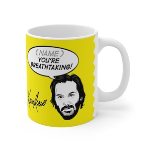 Personalized Pop Art - Keanu Reeves | 11-oz Coffee Mug | Choose Background Color | Art / Film Lovers Gift | Celebrity Mug |