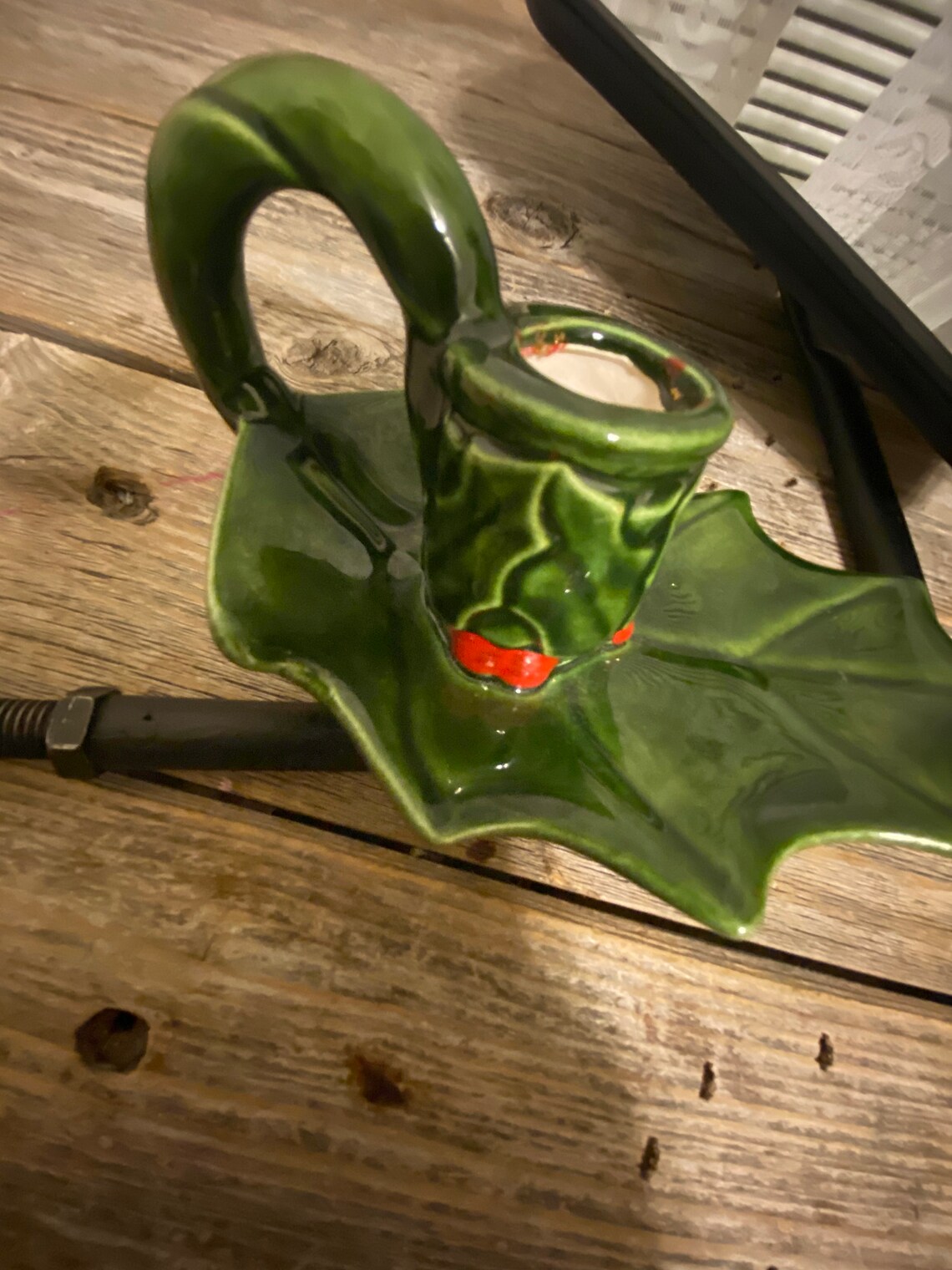 Holly Candle Holder Vintage Etsy