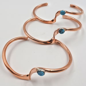 Handmade Jewelry Navajo Copper Bracelet Genuine Kingman Turquoise  Sz 6.5&quot; - 7&quot; Wrist Natural Turquoise will Vary Slightly