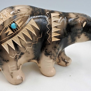 Native American Pottery Horse Hair Walking Bear Navajo Indian By Vail