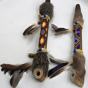Authentic Native American Smokable Peace Pipe Handcrafted in USA 13 Inches Brown