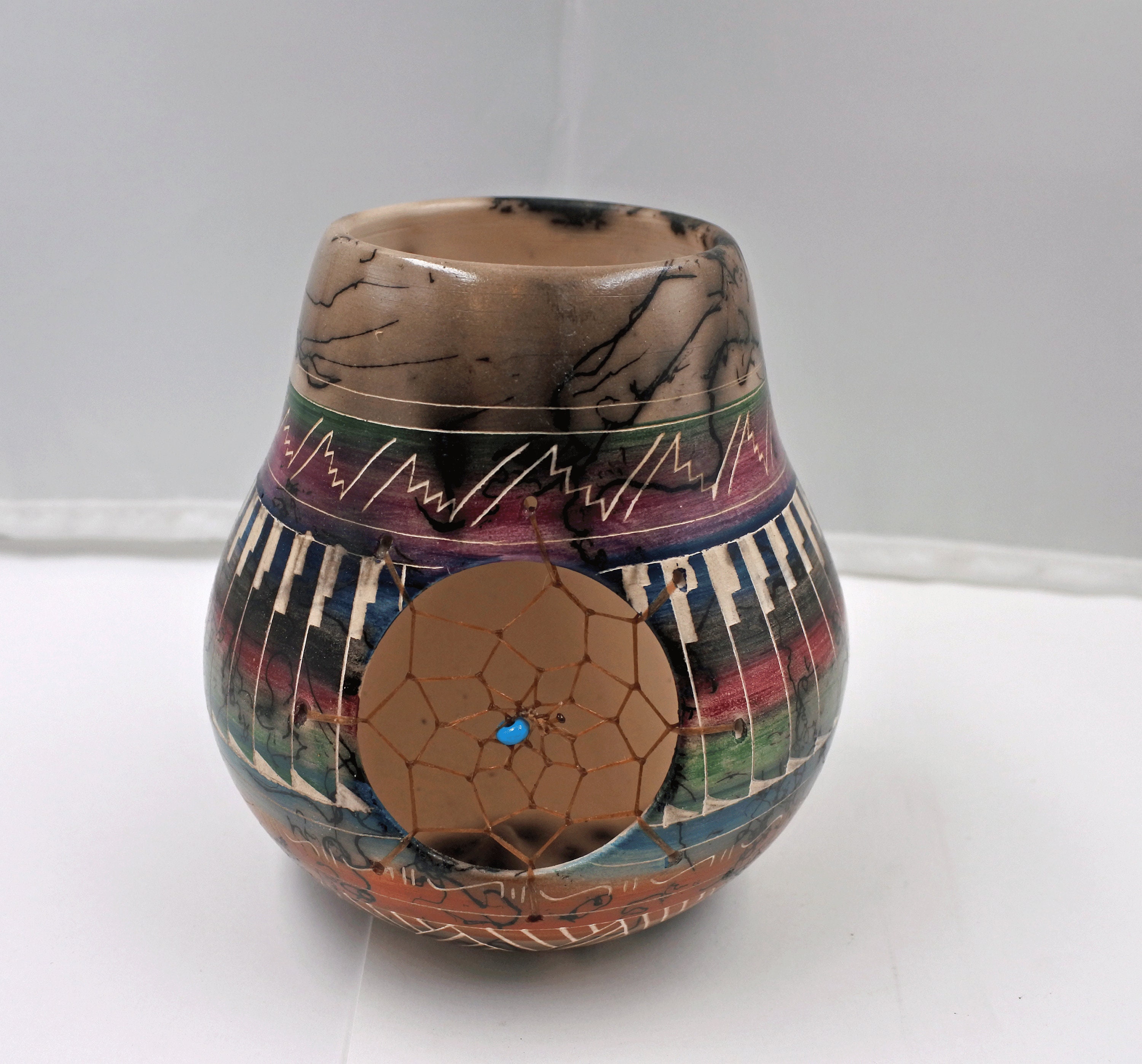 A Dream Catcher Navajo Handmade Pottery Horsehair Horse Hair Etsy