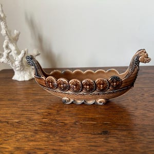 Vintage 1960 WADE Porcelain Viking Longboat: Collectable Trinket Dish