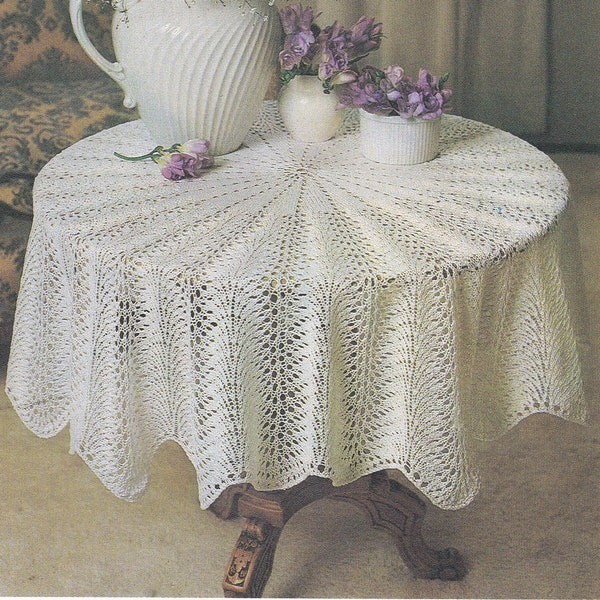 Vintage Knit PDF PATTERN DOWNLOAD. How-To instruction for Lightweight, Cotton Lace-style Knit Tablecloth, Not Beginner