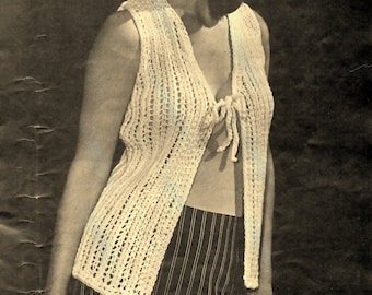 1969 Vintage Knit PATTERN Instruction PDF Download Women's MOD Fashion Knit Vest, Sexy, Worsted Weight