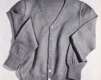 Vintage Knit PATTERN PDF download  Men's Classic 6 button Cardigan Sweater, Sport Yarn Weight