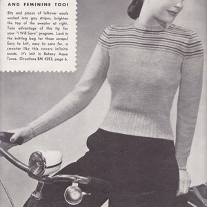 1940s Vintage Knit PATTERN Instruction PDF Download Women&#39;s Knit, Long sleeve pullover