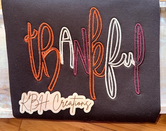 Thankful Puff Embroidery | Cozy Fall Embroidered Crewneck | Coffee Lover Autumn Sweatshirt | Thanksgiving | Gildan Sweatshirt