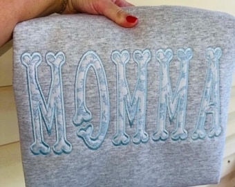 Custom Fish Tail Blue Floral Applique MAMA Embroidered Gildan Sweatshirt | Mama gift | Mimi | Custom Shirt |