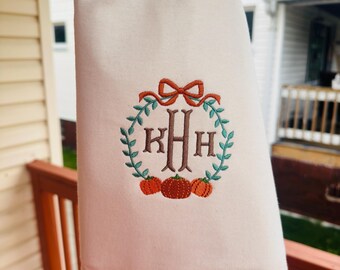 Fall Custom Initial Pumpkin Boarder Unique Gildan Embroidered T Shirt | Custom Gift | Custom Embroidery | Gildan Shirt