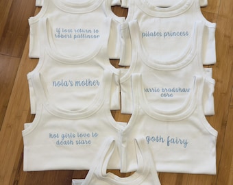 Custom Saying Bachelorette Embroidered Tank Tops