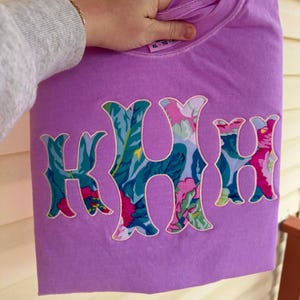 Summer Preppy Lilly Custom Monogram Initial Embroidered Comfort Colors Unisex T Shirt