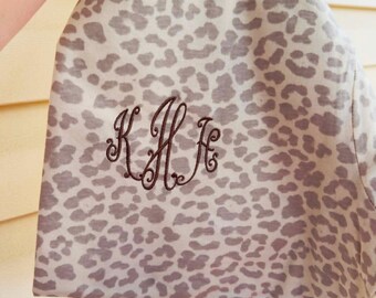 Custom Initial Embroidered LAT Leopard Fine Jersey T Shirt