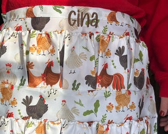 Custom Name Embroidered Chicken Egg Apron | Egg lover | Chicken |
