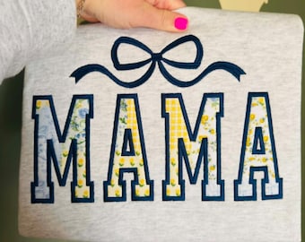 Yellow Patch Work Custom Name Bow Embroidered Gildan Unisex T Shirt