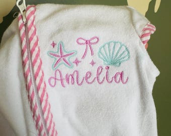 Preppy Beach Custom Name Embroidered Girl Baby/Toddler Swim Suit Coverup
