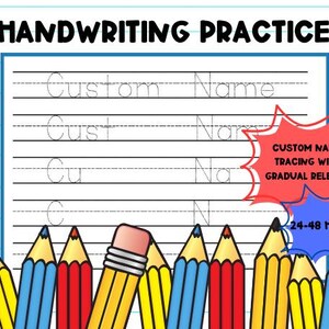 Children&#39;s Name Practice |Tracing Worksheet | Learning Activity | School Sheets| Handwriting Practice