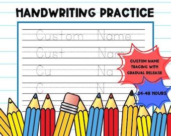 Children&#39;s Name Practice |Tracing Worksheet | Learning Activity | School Sheets| Handwriting Practice