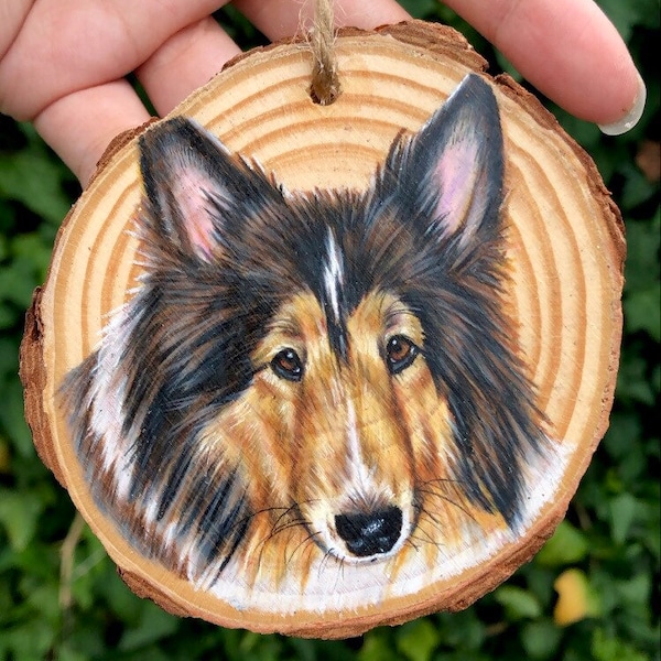 Benutzerdefinierte Haustier Porträt Ornament | Aus Holz | Handgezeichnet