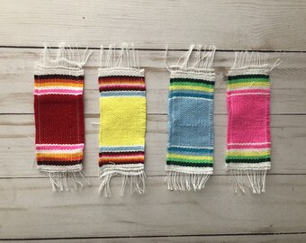 Serape Blanket Medium Blue 1:12 Dollhouse Mexican Miniature Rug Carpet