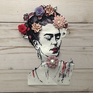 Frida Sequin 3D Floral Patch Kahlo Applique Sew On Mexico Art