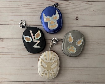 Mexican Luchador Coin Purse Keychain Rayo Jalisco, Blue Demon, Santo, Mistico