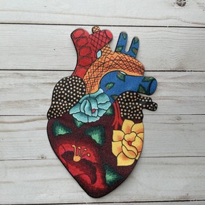 Sacred Heart Boho Mexican Corazon Sagrado  Iron On Heart Patch Applique Sew On Mexico Art