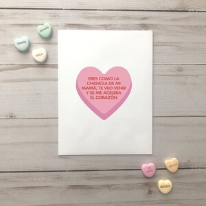Spanish Funny Sweet Heart Candies Greeting Card Valentines San Valentin